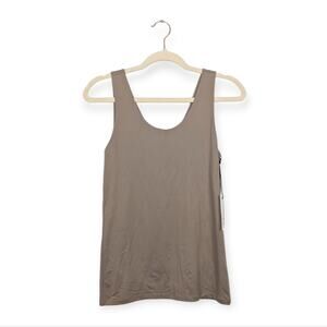 The Commons Racerback Tank S Taupe Stretch Minimalist Athletic Casual NWT